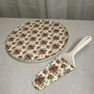 Royal Tudor‎ Ware Barker Bros England Cheese Board & Server Set Floral Vintage